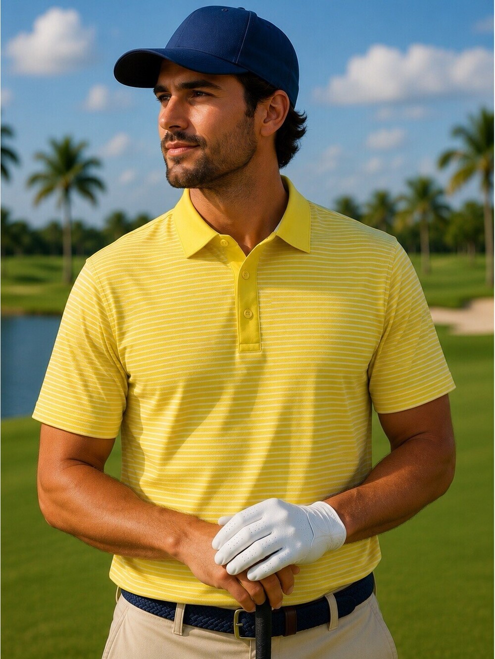 Callaway Men's Line Stripe Golf Polo performance moisture-wicking technology.  M
